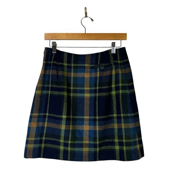 Maurices Plaid Wool Mini Skirt Womens 6 Blue Green Vintage Preppy Dark Academia - Picture 5 of 6